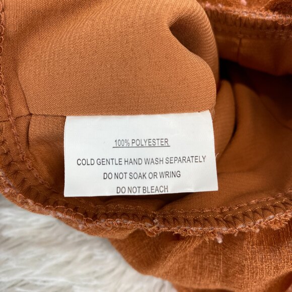 Here Comes The Sun Rust Orange Ruffle Ruched Cropped Summer Tank M - Picture 5 of 7